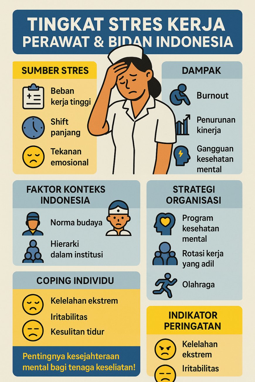 Tingkat stres kerja pada perawat dan bidan Indonesia di lingkungan pelayanan kesehatan